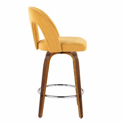 Side view of yellow LumiSource Ava bar stool