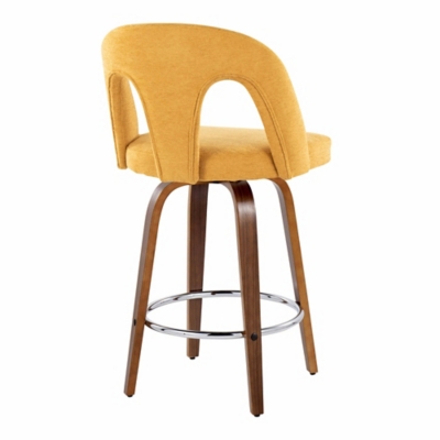 Rear-left view of yellow LumiSource Ava bar stool