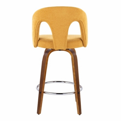 Front-right view of yellow LumiSource Ava bar stool