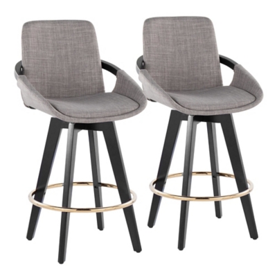 LumiSource Cosmo Counter Height Bar Stool (Set of 2), Gray, large