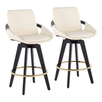 LumiSource Cosmo Counter Height Bar Stool (Set of 2), Cream, large