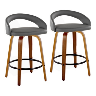 LumiSource Grotto Counter Height Bar Stool (Set of 2), Gray, large