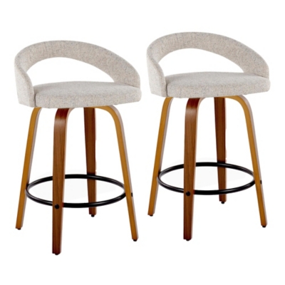 LumiSource Grotto Counter Height Bar Stool (Set of 2), Oat, large