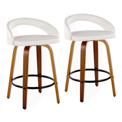 LumiSource Grotto Counter Height Bar Stool (Set of 2), White, large