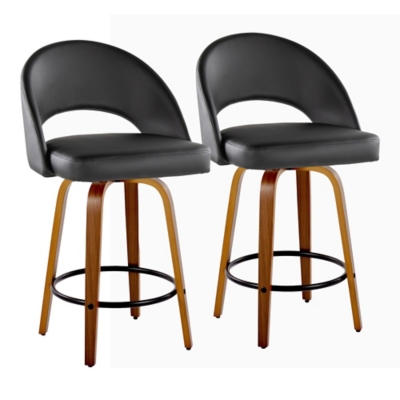 LumiSource Renee Counter Height Bar Stool (Set of 2), Black, large