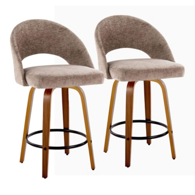 LumiSource Renee Counter Height Bar Stool (Set of 2), Brown, large