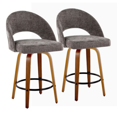 LumiSource Renee Counter Height Bar Stool (Set of 2), Dark Gray, large