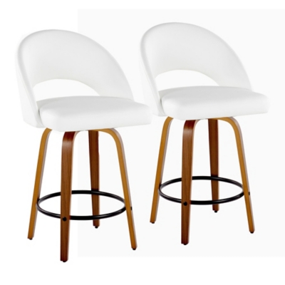 LumiSource Renee Counter Height Bar Stool (Set of 2), White, large
