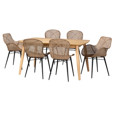Bali & Pari Emmali Dining Table with 4 Side Chairs and 2 Armchairs, , large