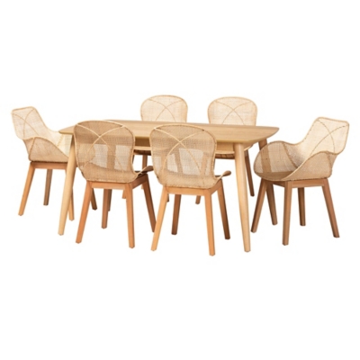 Bali & Pari Emmali Solid Dining Table with 4 Side Chairs and 2 Armchairs, , large