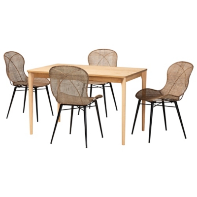Bali & Pari Sabelle Solid Dining Table and 4 Chairs, , large