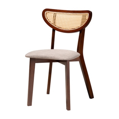 Close-up of chair back with woven cane detail