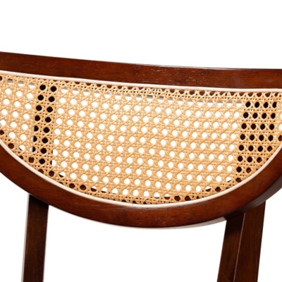 Close-up of chair back weaving and wood
