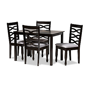 Lanier Gray Fabric Upholstered Espresso Brown Finished Wood 5-Piece Dining Set, Gray, large