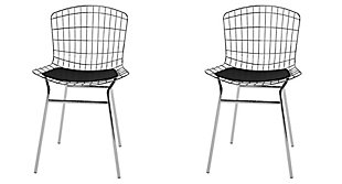 Manhattan Comfort Madeline Chair, Set of 2 in Silver and Black, Silver/Black, large