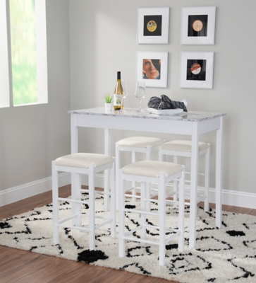 White marble discount pub table set