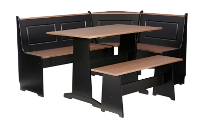 Austell White and Pecan Breakfast Nook, Black/Pecan, large