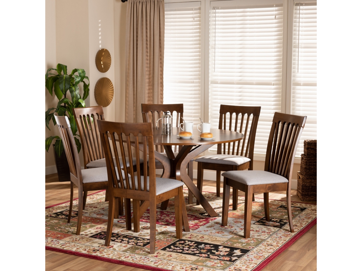 Baxton Studio Lore Dining Table and 6 Chairs Set Ashley