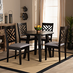 Baxton Studio Baxton Studio Lilly Modern and Contemporary Gray Fabric Upholstered and Dark Brown Finished Wood 5-Piece Dining Set, , rollover