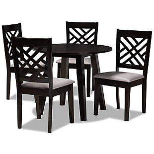 Baxton Studio Baxton Studio Lilly Modern and Contemporary Gray Fabric Upholstered and Dark Brown Finished Wood 5-Piece Dining Set, , large