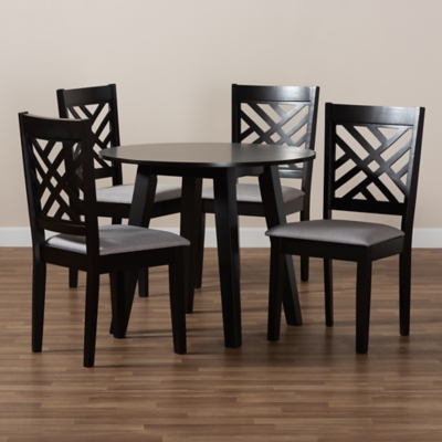 Baxton Studio Lilly Dining Table and 4 Chairs Set Ashley