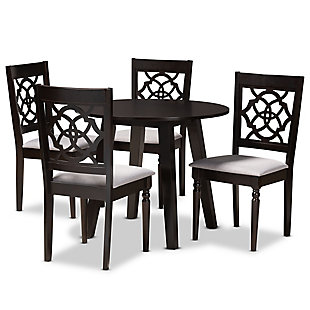 Baxton Studio Baxton Studio Eliza Modern and Contemporary Gray Fabric Upholstered and Walnut Brown Finished Wood 5-Piece Dining Set, , large