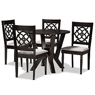 Baxton Studio Baxton Studio Alma Modern and Contemporary Gray Fabric Upholstered and Dark Brown Finished Wood 5-Piece Dining Set, , large