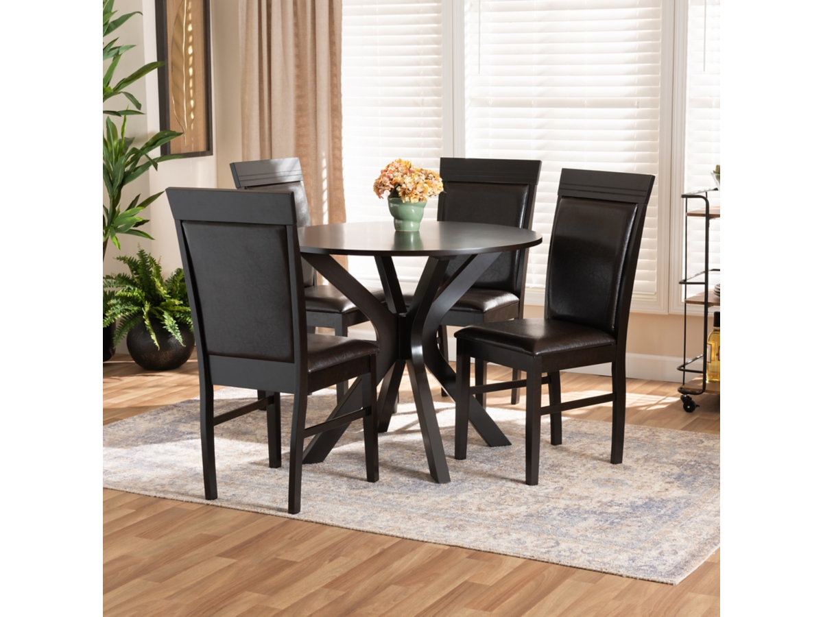 Baxton Studio Jeane Dining Table and 4 Chairs Set Ashley