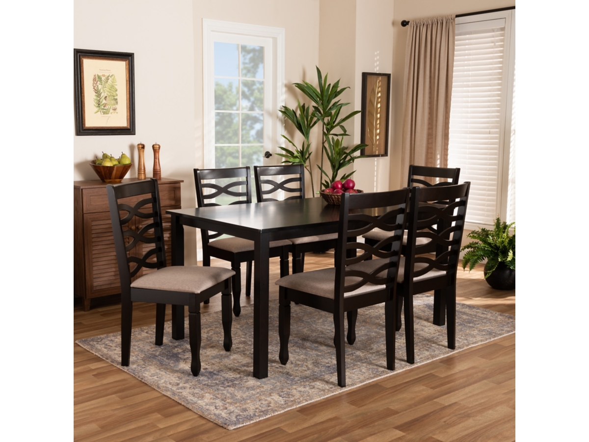 Baxton Studio Lanier Dining Table and 6 Chairs Set Ashley