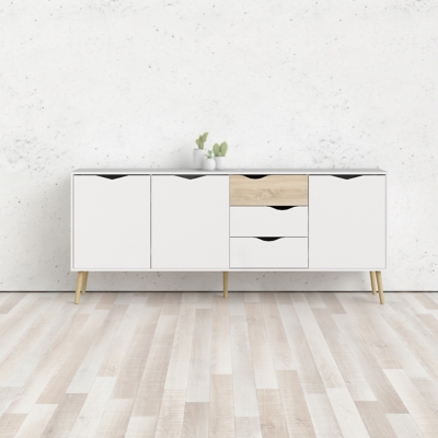 Diana  Sideboard with 3 Doors and 3 Drawers, White/Oak, large