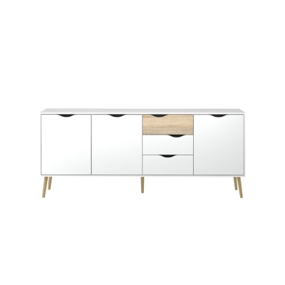 Diana  Sideboard with 3 Doors and 3 Drawers, White/Oak, large
