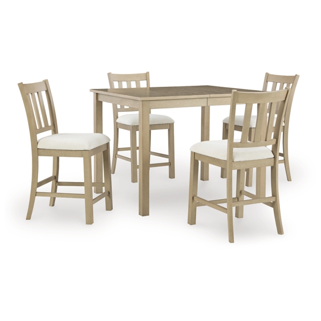 Calmoro Counter Height Dining Table and 4 Barstools