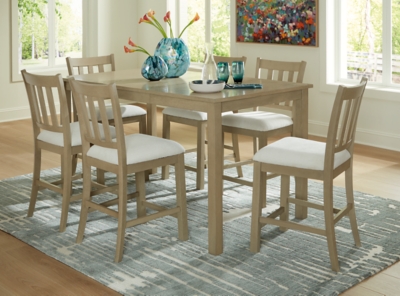 Calmoro Counter Height Dining Table and 6 Barstools, , rollover
