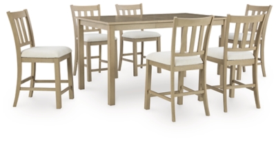 Calmoro Counter Height Dining Table and 6 Barstools, , large