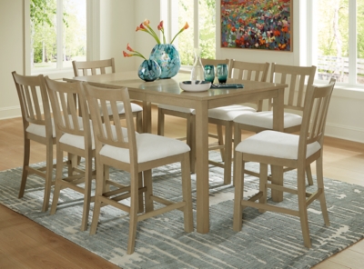 Calmoro Counter Height Dining Table and 8 Barstools, , rollover