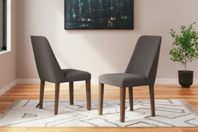 Lyncott Upholstered Dining Chair (Set of 2), Charcoal/Brown