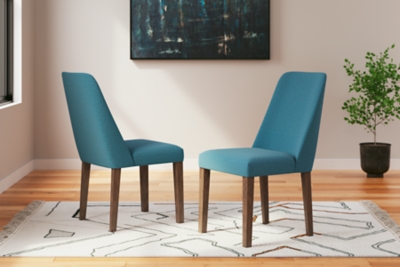 Lyncott Upholstered Dining Chair (Set of 2), Blue/Brown