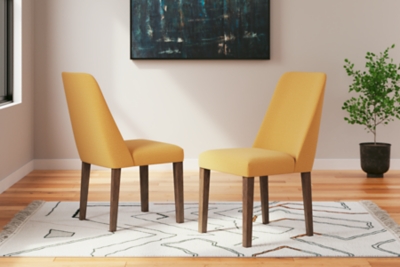 Lyncott Upholstered Dining Chair (Set of 2), Mustard/Brown