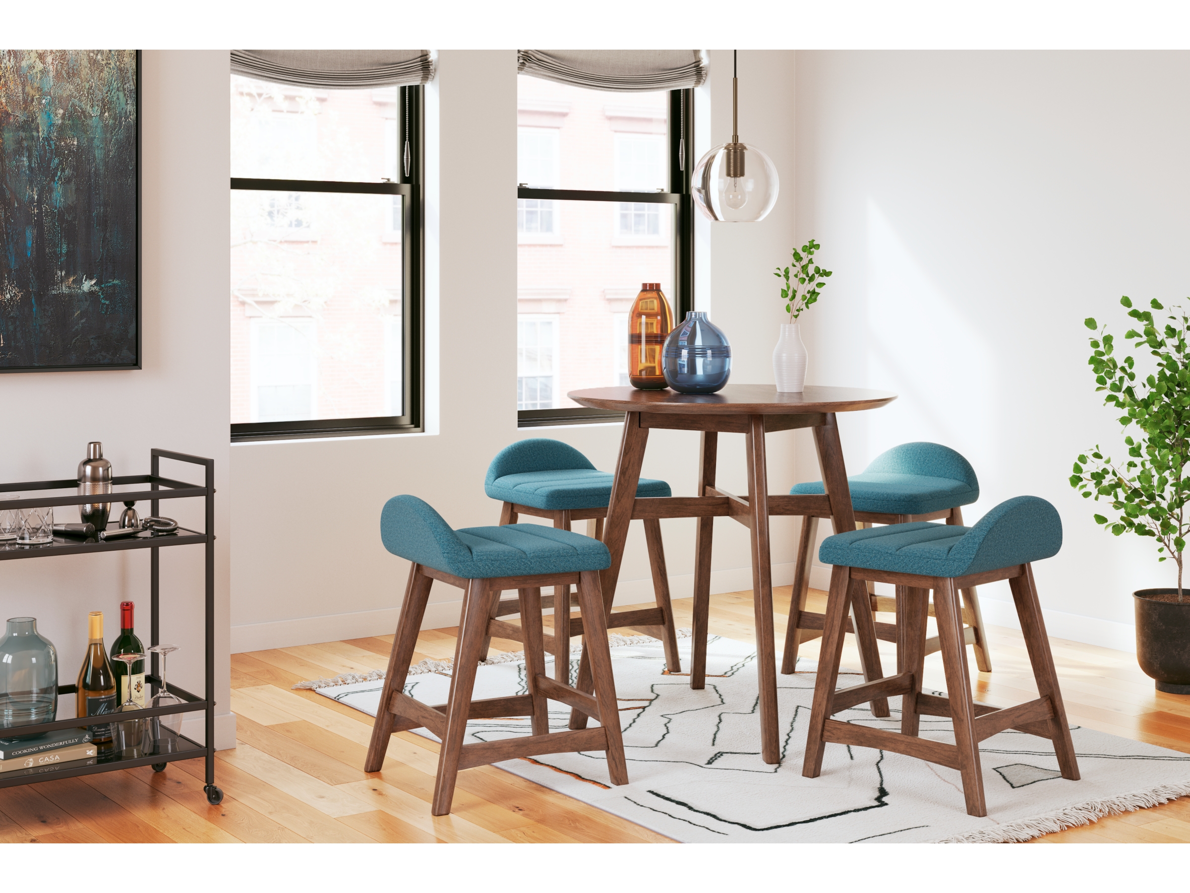 Lyncott Counter Height Dining Table and 4 Barstools