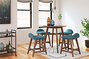 Lyncott Counter Height Dining Table and 4 Barstools, Blue/Brown, rollover