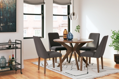 Lyncott Dining Table and 4 Chairs, Charcoal/Brown