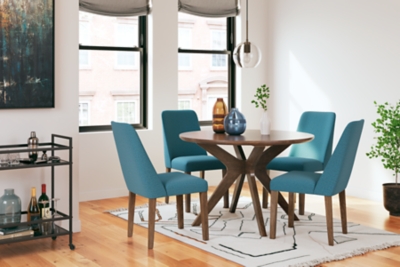 Lyncott Dining Table and 4 Chairs, Blue/Brown, rollover