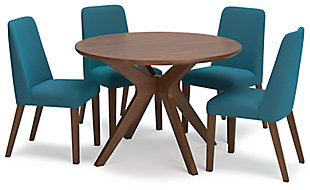 Lyncott Dining Table and 4 Chairs, Blue/Brown, large