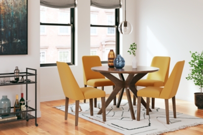 Lyncott Dining Table and 4 Chairs, Mustard/Brown