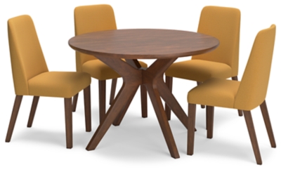 Lyncott Dining Table and 4 Chairs, Mustard/Brown, large
