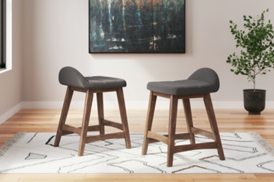 Lyncott Counter Height Bar Stool, Charcoal/Brown, rollover