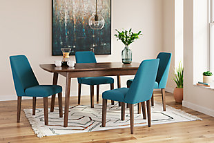 Lyncott Dining Table and 4 Chairs, Blue/Brown, rollover
