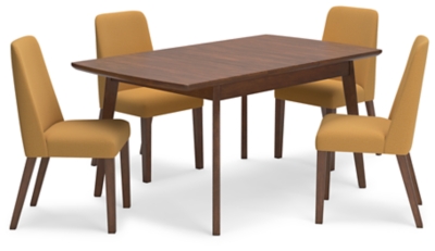 Lyncott Dining Table and 4 Chairs, Mustard/Brown