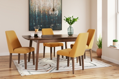 Lyncott Dining Table and 4 Chairs, Mustard/Brown, rollover