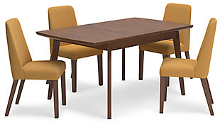 Lyncott Dining Table and 4 Chairs, Mustard/Brown, large
